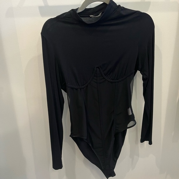 Mesh Torso Long Sleeve Bodysuit - Picture 2 of 5